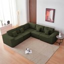 Ver imagem 7 de Kit Sofá Modular 5 Lugares Moderno Curvo Orgânico Adapt Linho Verde