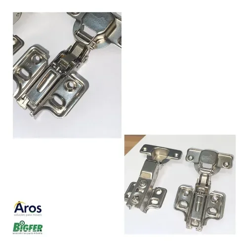 Dobradiça Bigfer Com Amortecimento Alta (Curva) Calço Slide On (Removível) (Caixa C/200) - 9