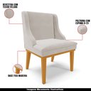 Ver imagem 4 de Kit 5 Cadeiras Decorativas Sala de Jantar Base Fixa de Madeira Firenze Veludo Cinza/Castanho G19 - G