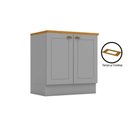 Ver imagem 1 de Módulo Cozinha Americana Balcão com Tampo para Cooktop com 2 Portas 80cm Cinza2 Aéreos + 1 Balcã