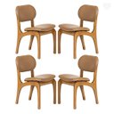 Ver imagem 1 de Kit 4 Cadeiras de Jantar Estofada Rafine Madeira Castanho Impermeável Marrom