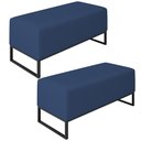 Ver imagem 1 de Kit 02 Puffs Decorativo Para Sala Estar Cléo W01 Base de Ferro 90 cm Suede Azul Marinho - Lyam