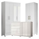 Ver imagem 1 de Guarda Roupa com Espelho Infantil Madri com Cômoda Texas e Armário Multiuso New Íris Branco Brilho –