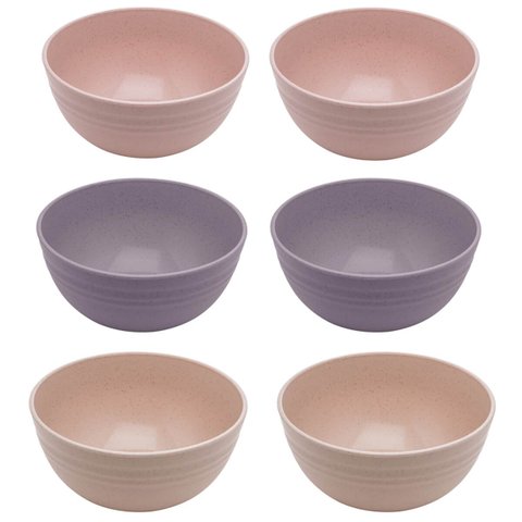 Kit 6 Cumbucas Bowl de Bambu Sortido 15x7cm Lyor Sobremesa Cereais Frutas Petiscos