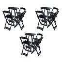 Ver imagem 1 de Kit 3 Conjuntos de Mesa Bistrô Dobraveis em Madeira Padrão com 3 Banquetas Altas - Preto