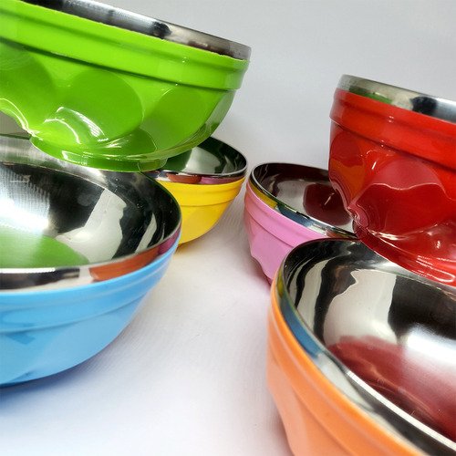 Kit 6 Tigela Bowl Aço Inox Silicone Térmica Multiuso Redonda - 4