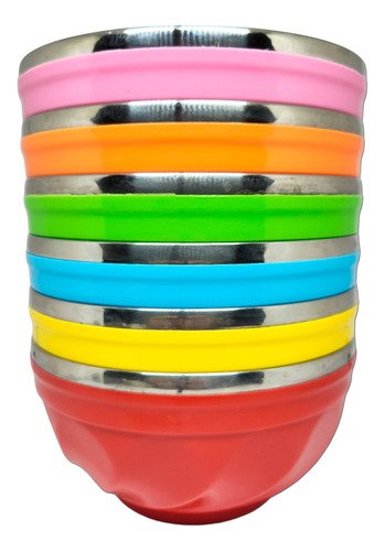 Kit 6 Tigela Bowl Aço Inox Silicone Térmica Multiuso Redonda - 5