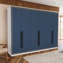 Ver imagem 1 de Guarda-roupa Casal Valência 6 Portas 4 Gavetas Branco/azul - Politorno