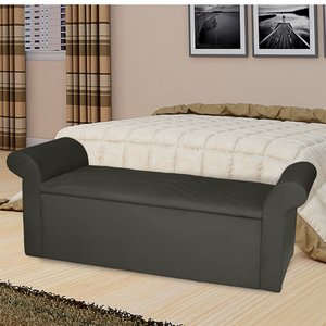 Recamier Baú Viena Casal 140 Cm Suede Cinza - MV Estofados Shop