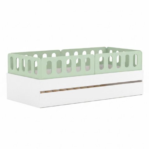 Bicama Solteiro Mdf Verde com 04 Grades e Cabeceira Anatômica Mobilistore