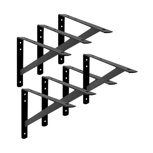 7x Suporte Mão Francesa Reforçada Preta 30cm
