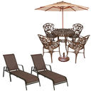 Ver imagem 1 de Kit Móveis para Piscina Jogo de Mesa 4 Cadeiras e 2 Espreguiçadeiras de Alumínio