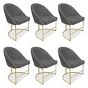 Ver imagem 1 de Kit 06 Cadeiras Poltrona de Jantar Bela Veludo Base Metálica Industrial Dourado - Pallazio