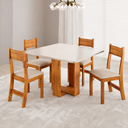 Ver imagem 2 de Connjunto Sala de Jantar 4 Lugares Quadrado Tampo de MDF Light Cobre/Blonde/Bege - Casa Giulia