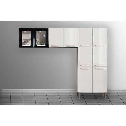 Cozinha Modulada Bertolini Evidence 3 Peças (2aéreos+1paneleiro) Cpt57 Branco/preto-bertolini