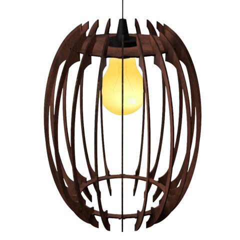 Luminária Teto tipo Pendente GREGA MDF - Completa - Cor: Marrom