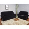 Capa Sofa 3 Lugares Tecido Veludo Luxo Preto Exclusiva - 2