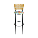 Ver imagem 3 de Banqueta Alta Para Cozinha Ratan Palha Preta Estofado Cerveja