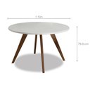 Ver imagem 2 de Mesa de Jantar Redonda Lauren com Vidro - As1252 Mmj-as As-castanho Claro/branco Laca 1,10m