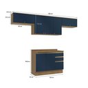 Ver imagem 3 de Armário de Cozinha Completa 100% Mdf 280cm Nogueira/azul Profundo Celeste Kappesberg
