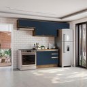 Ver imagem 1 de Armário de Cozinha Completa 100% Mdf 280cm Nogueira/azul Profundo Celeste Kappesberg
