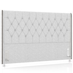 Cabeceira Cama Box King 195cm Estofada Frizza P05 Linho Cinza Claro - Lyam Decor - 1