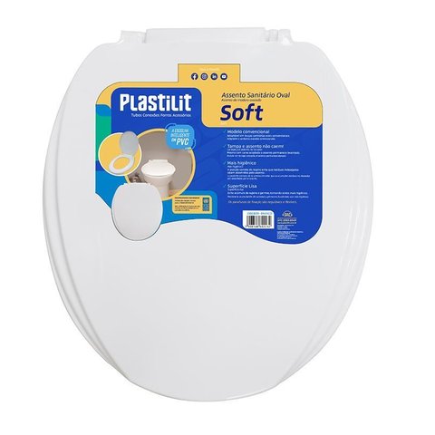 Assento Pvc Oval Soft Branco Plastilit