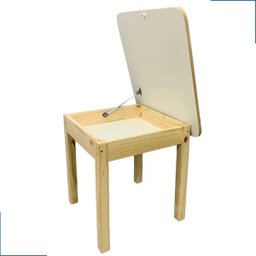 Conjunto Mesa Carteira Mesinha Baú Quadrada Infantil Educativa Atividades Madeira Maciça Resistente - 8