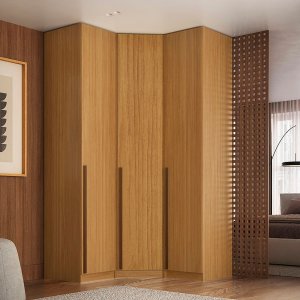Guarda Roupa de Canto Obliquo 3 Portas Mdf Altezza Trend Belmax:freijó