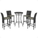 Ver imagem 1 de Mesa Bistrô e 4 Banquetas Roma Preta Corda Estofado 8 Trama Preto
