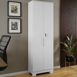 Armário Multiuso 2 Portas com Chave Lavanderia Cozinha Sapateira Faura Móveis - 3