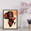 Ver imagem 1 de Quadro Decorativo Arte Povo Africano 33x24cm - com vidro:Madeira branca