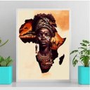 Ver imagem 2 de Quadro Decorativo Arte Povo Africano 33x24cm - com vidro:Madeira branca