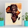 Quadro Decorativo Arte Povo Africano 33x24cm - com vidro:Madeira branca - 2