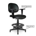 Ver imagem 3 de Cadeira Caixa Executiva Lisa com Braço Regulável - (Aranha Pmd) - Cor Preta - 35029