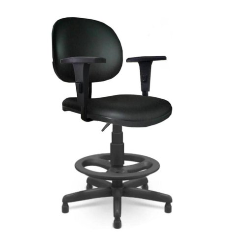 Cadeira Caixa Executiva Lisa com Braço Regulável - (Aranha Pmd) - Cor Preta - 35029