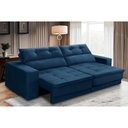 Ver imagem 1 de Sofá Retrátil e Reclinável 3 Lugares 1,90m com Molas Emília Suede Azul Madelina Decor