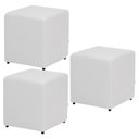 Ver imagem 1 de Kit 03 Puffs Quadrado L02 Decorativo Corino Branco - Lyam Decor