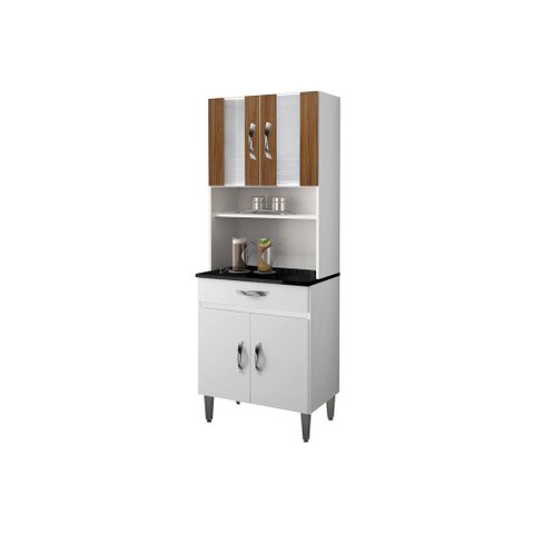 Armario de Cozinha Ventura 4 Portas 1 Gaveta Chf Moveis Branco/carvalho
