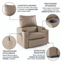 Ver imagem 4 de Poltrona Reclinável para Sala Miltinho Bege