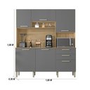 Ver imagem 2 de Armario de Cozinha Compacta 6 Portas 2 Gavetas Italia - Freijó/gris