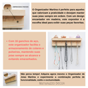 Ver imagem 6 de Porta Joias e Organizador de Colares e Bijuterias em Madeira Pinus C/ Ganchos Suspenso em Parede - M