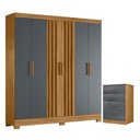 Ver imagem 1 de Guarda Roupa Casal Valença e Cômoda Ms913 Freijó Cinza – Moval
