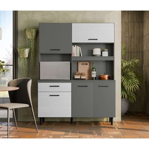 Kit Cozinha Compacta Athena 140 Nicioli - Chumbo/ripado Cinza