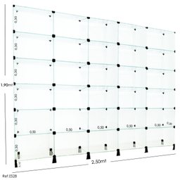 Estante de Vidro Modulado - 2,50 x 1,90 x 0,30 - 2