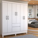 Ver imagem 1 de Guarda-roupa Casal Senna 6 Portas 2 Gavetas Branco - Panorama Móveis