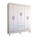 Ver imagem 4 de Guarda-roupa Casal Senna 6 Portas 2 Gavetas Branco - Panorama Móveis