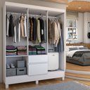 Ver imagem 3 de Guarda-roupa Casal Senna 6 Portas 2 Gavetas Branco - Panorama Móveis