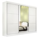Ver imagem 1 de Guarda Roupa Casal com Espelho 3 Portas 6 Gavetas - Los Angeles-Branco - Móveis D'Doro