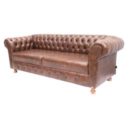Sofá Chesterfield Capitone Luiz XV Corano Marrom 2,30cm - 2